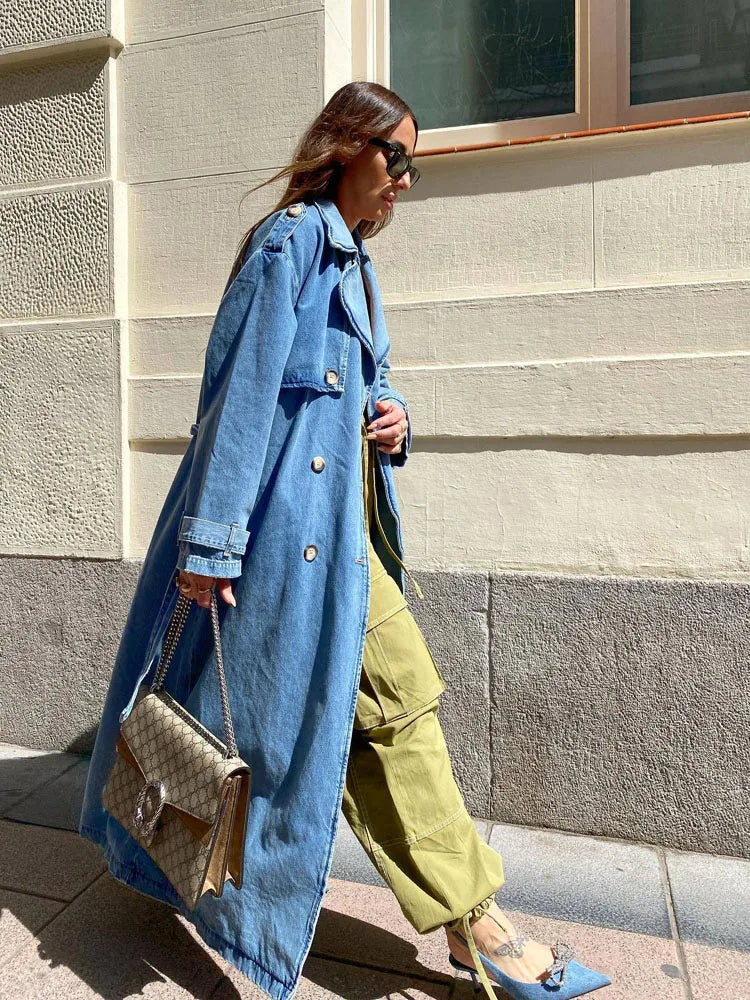 Vittoria – Long Casual Chic Denim Trench