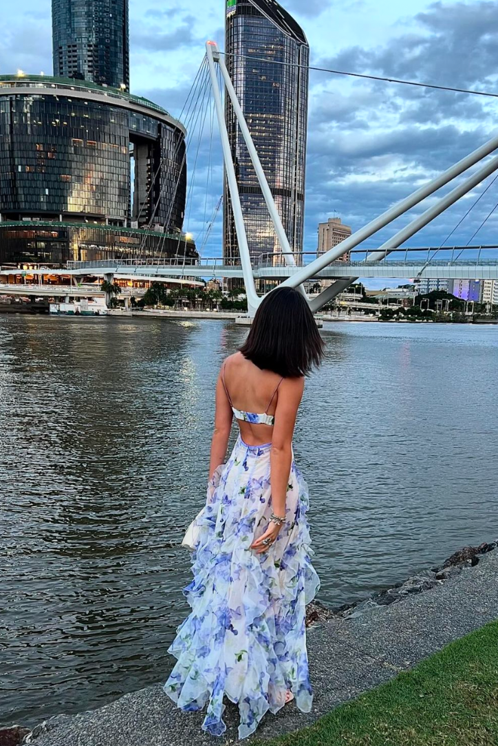 Elira | Women Elegant Summer Floral Maxi Dress with Cut-Out Detail