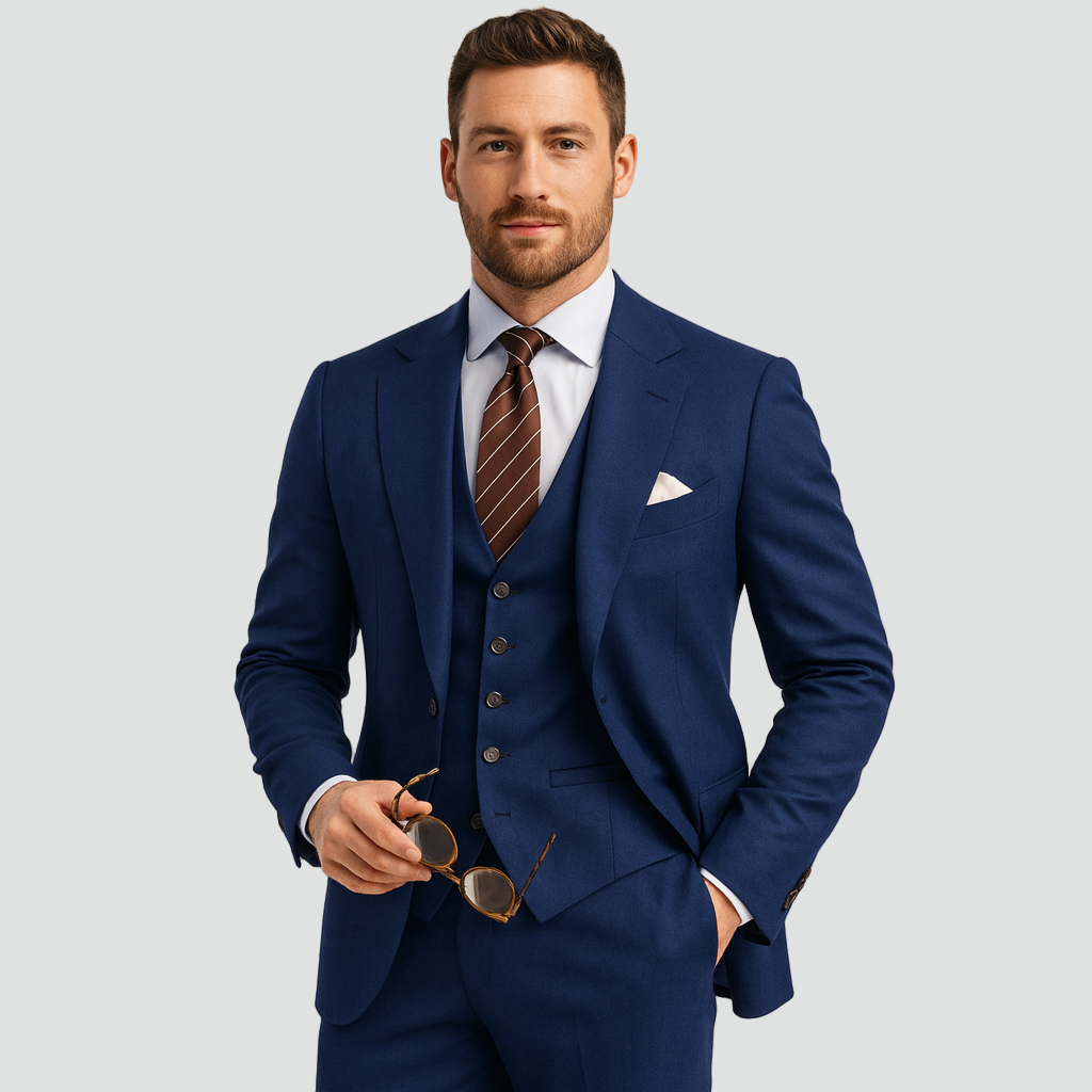 Men's 3-piece Suit With A Tailored Blazer, Vest, And Pants – An Elegant Suit Set For Weddings, Business, And Formal Occasions