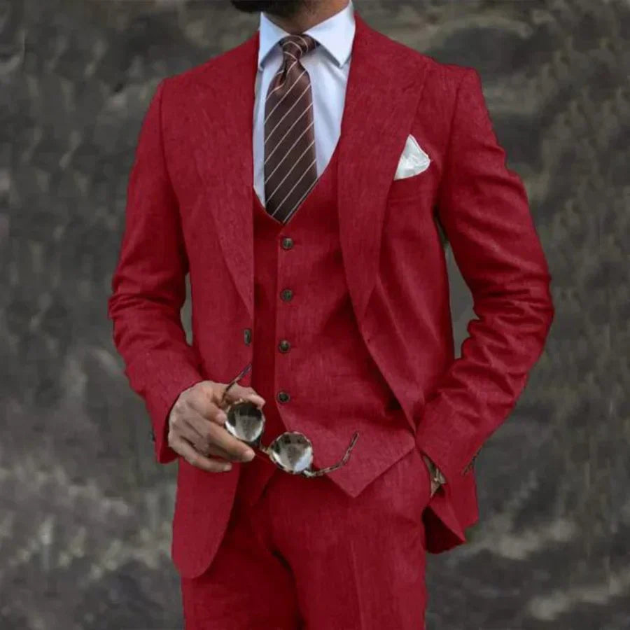 Men's 3-piece Suit With A Tailored Blazer, Vest, And Pants – An Elegant Suit Set For Weddings, Business, And Formal Occasions