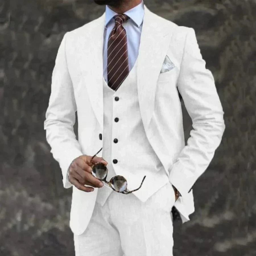 Men's 3-piece Suit With A Tailored Blazer, Vest, And Pants – An Elegant Suit Set For Weddings, Business, And Formal Occasions