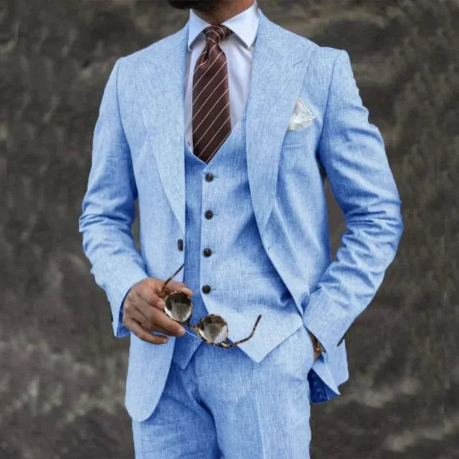 Men's 3-piece Suit With A Tailored Blazer, Vest, And Pants – An Elegant Suit Set For Weddings, Business, And Formal Occasions