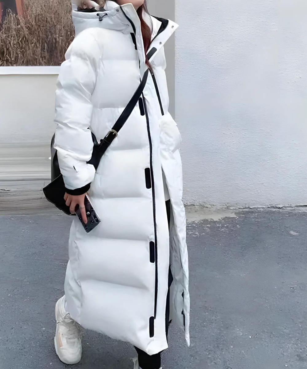 Women's Long Down Puffer Coat With Hood And Waterproof Design – Warm Winter Outerwear For Cold Days, Everyday Wear, And Outdoor Use