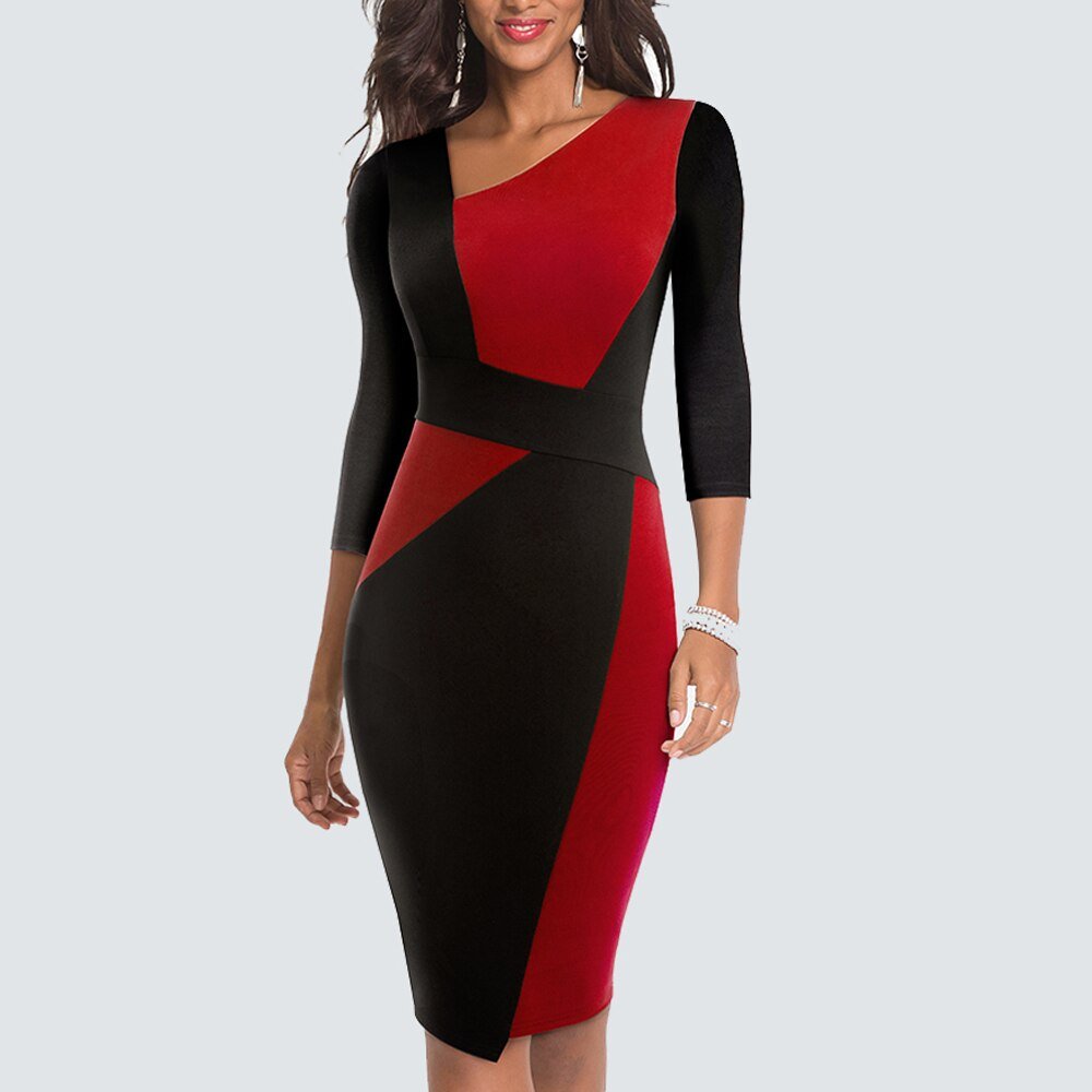 Women's Midi Dress With An Asymmetrical Neckline And Tailored Panels—an Elegant Dress For Festive Occasions And Stylish Everyday Wear