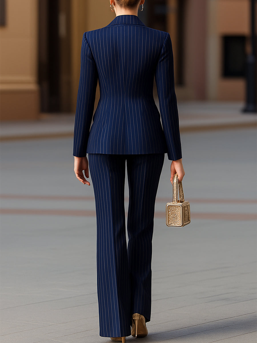 Fiorella - Elegant Navy Blue Double-Breasted Suit