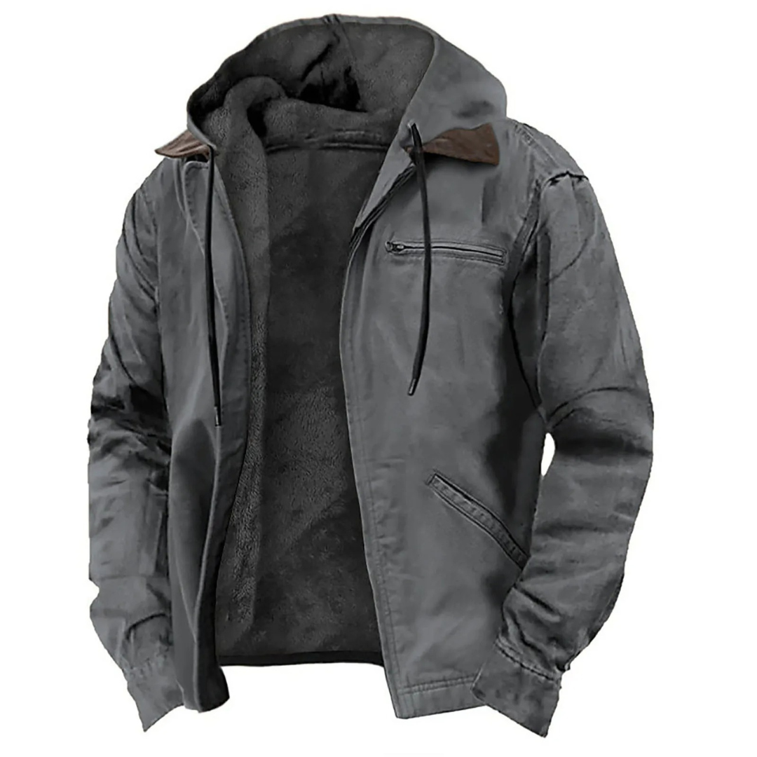Men's Winter Jacket With A Detachable Hood And Full-length Zipper – Warm Outerwear For Fall, Winter, Everyday Wear, And Leisure