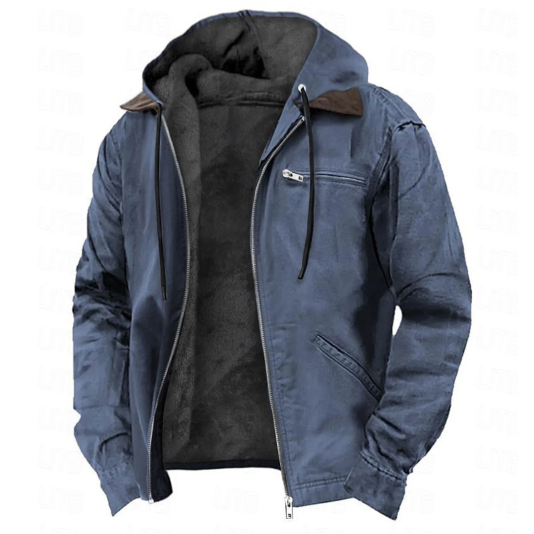 Men's Winter Jacket With A Detachable Hood And Full-length Zipper – Warm Outerwear For Fall, Winter, Everyday Wear, And Leisure