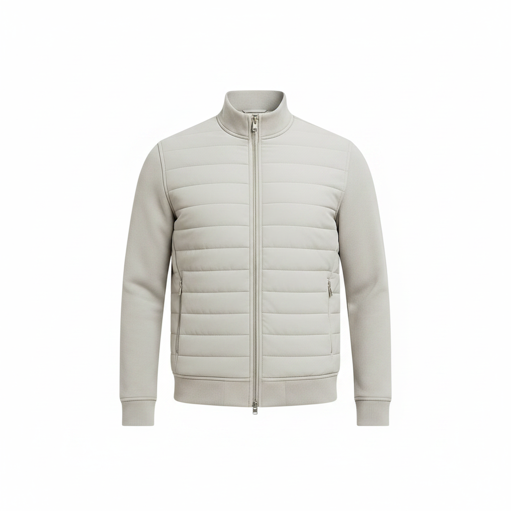 Men's Hybrid Quilted Jacket With A Windproof Design – Warm Outerwear For Fall, Winter, Everyday Wear, And Smart-casual Style