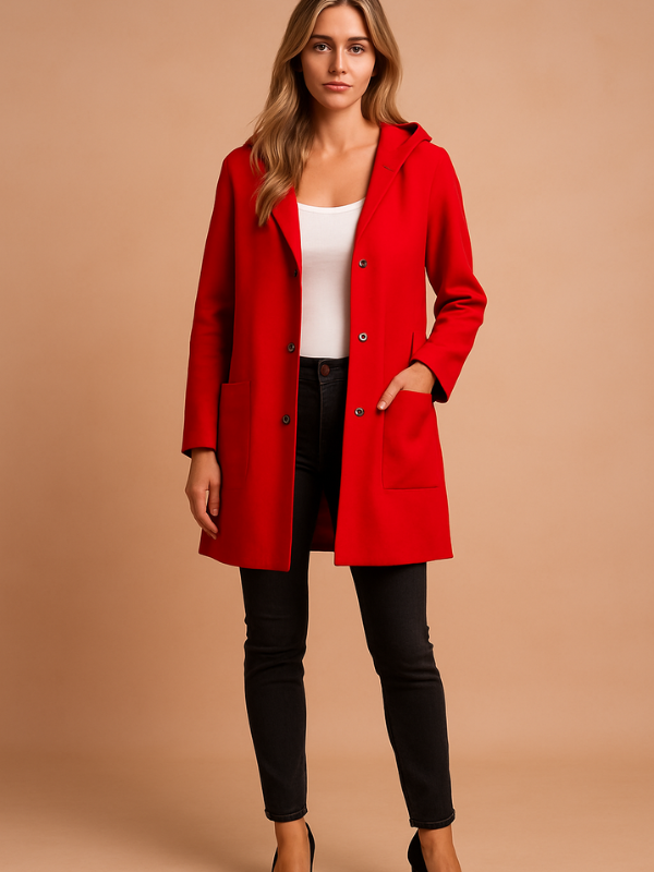 Anita - Women's Casual Trench Coat with Hood and Loose Fit