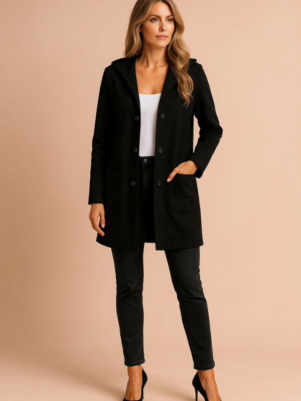 Anita - Women's Casual Trench Coat with Hood and Loose Fit