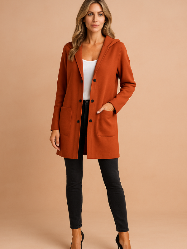 Anita - Women's Casual Trench Coat with Hood and Loose Fit