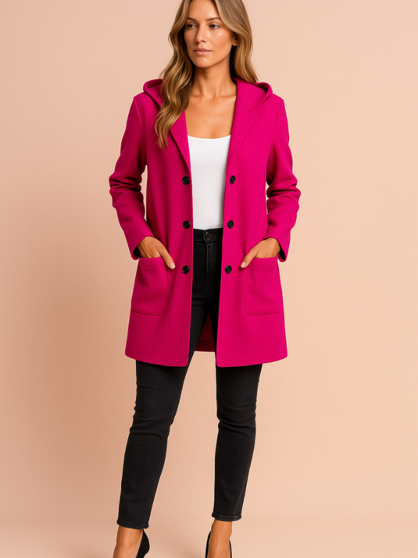 Anita - Women's Casual Trench Coat with Hood and Loose Fit