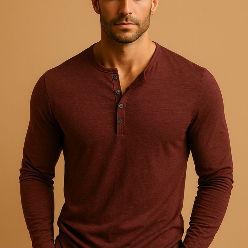 Men's Slim-fit Long-sleeve Henley Shirt – A Classic Casual Shirt For Everyday Wear, Leisure, And Smart-casual Style