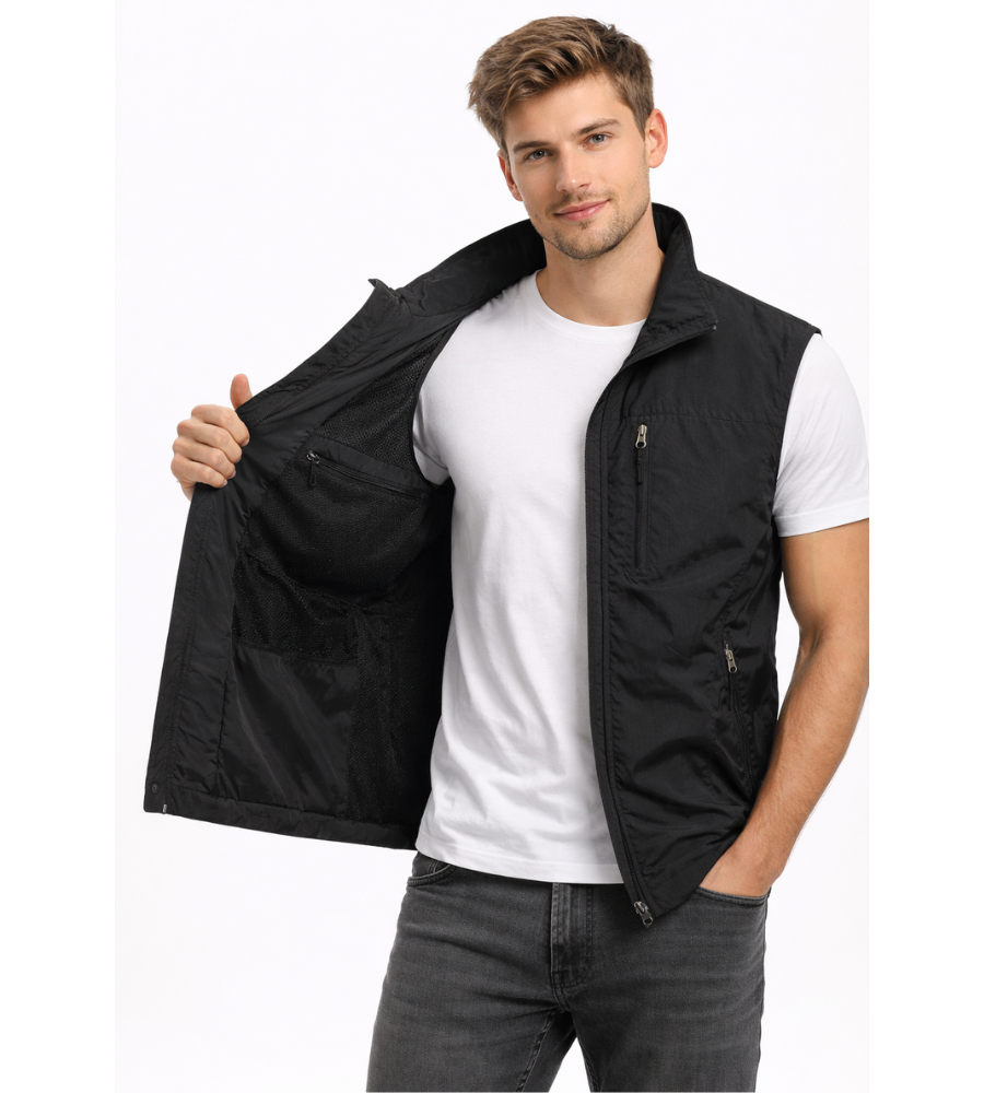 Men's Zip-up Bodywarmer With A Stand-up Collar – A Practical Vest For Fall, Everyday Wear, Leisure, And Outdoor Activities