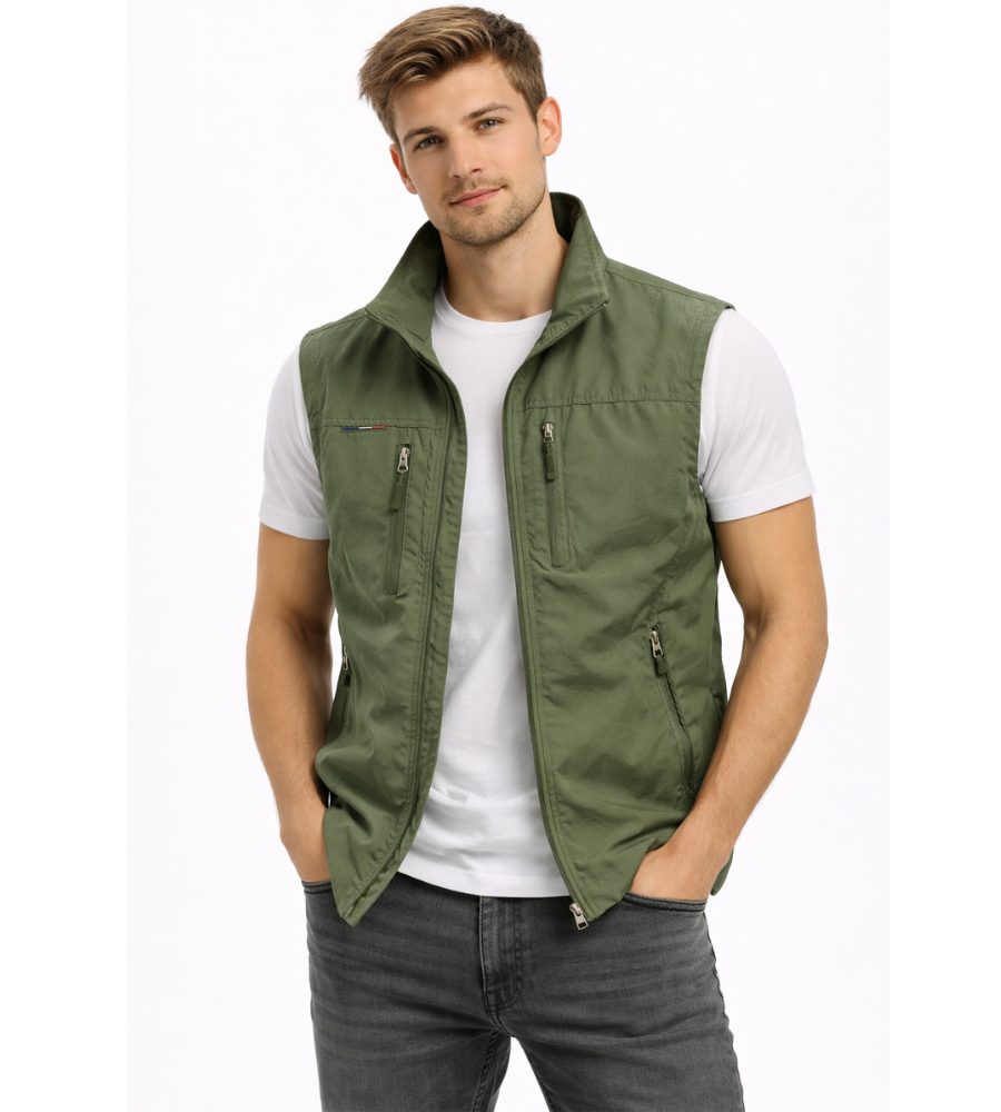 Men's Zip-up Bodywarmer With A Stand-up Collar – A Practical Vest For Fall, Everyday Wear, Leisure, And Outdoor Activities