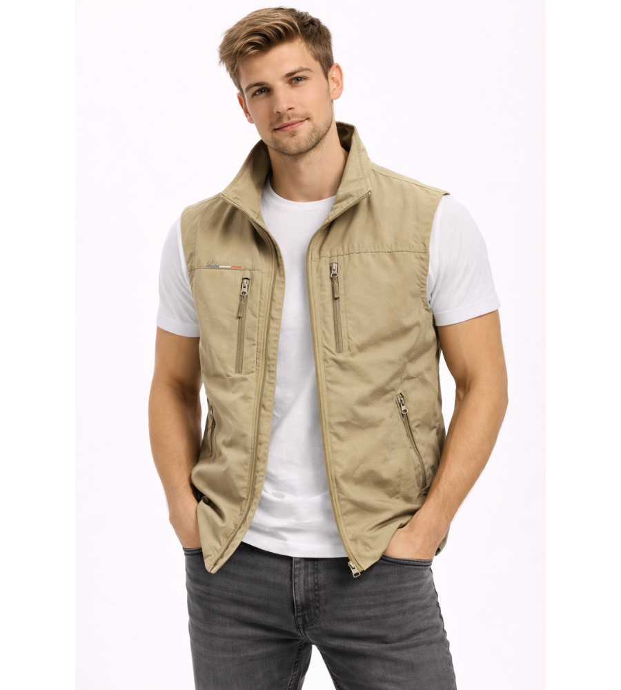 Men's Zip-up Bodywarmer With A Stand-up Collar – A Practical Vest For Fall, Everyday Wear, Leisure, And Outdoor Activities