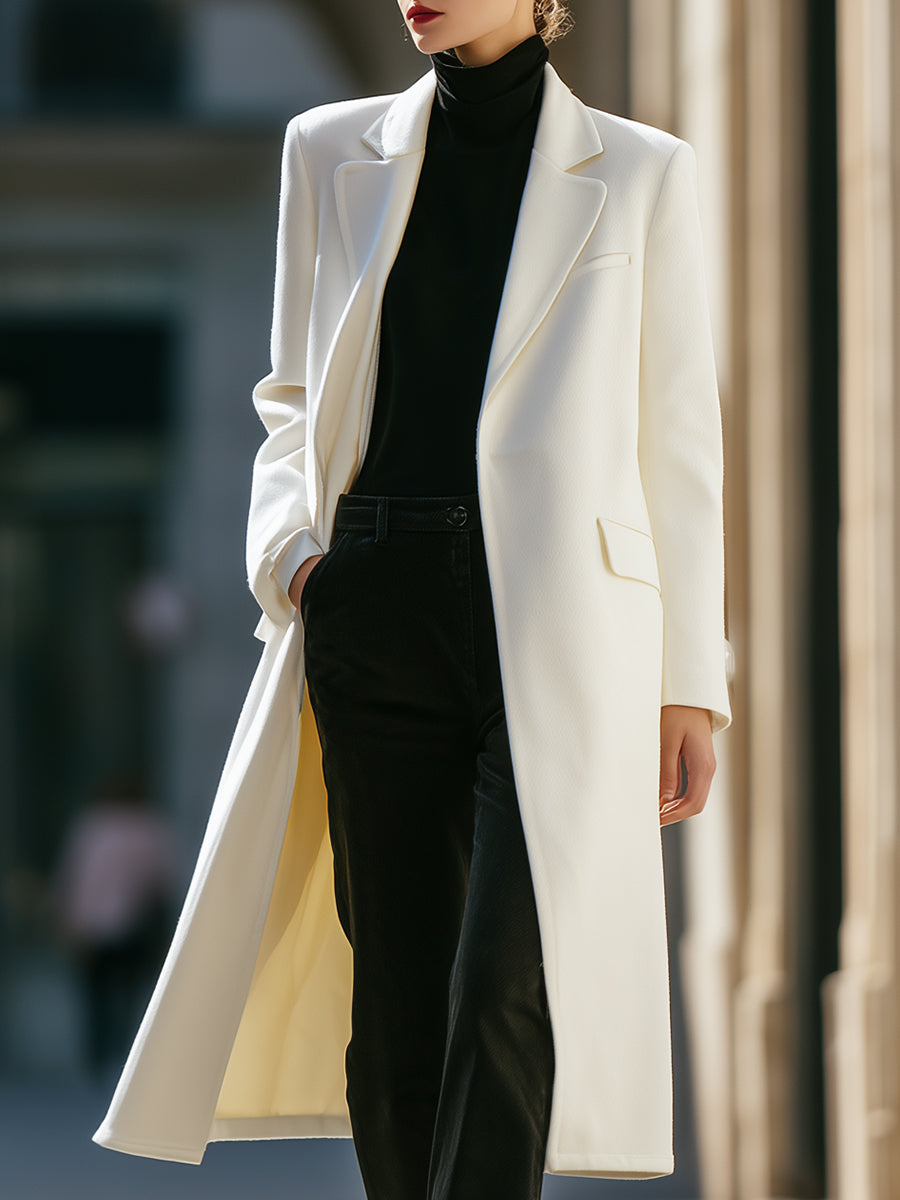 Laura - Elegant Long White Women's Coat