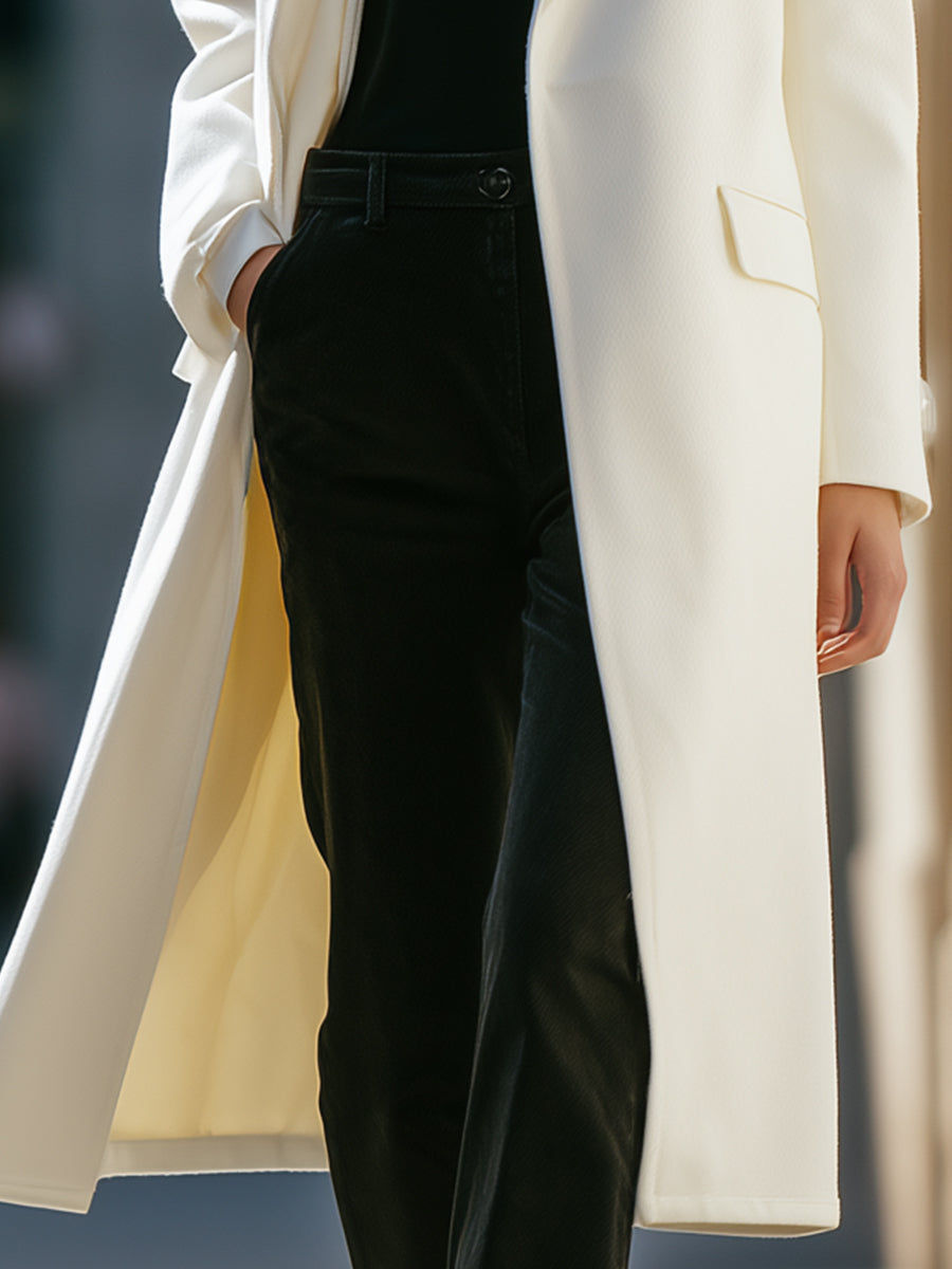 Laura - Elegant Long White Women's Coat