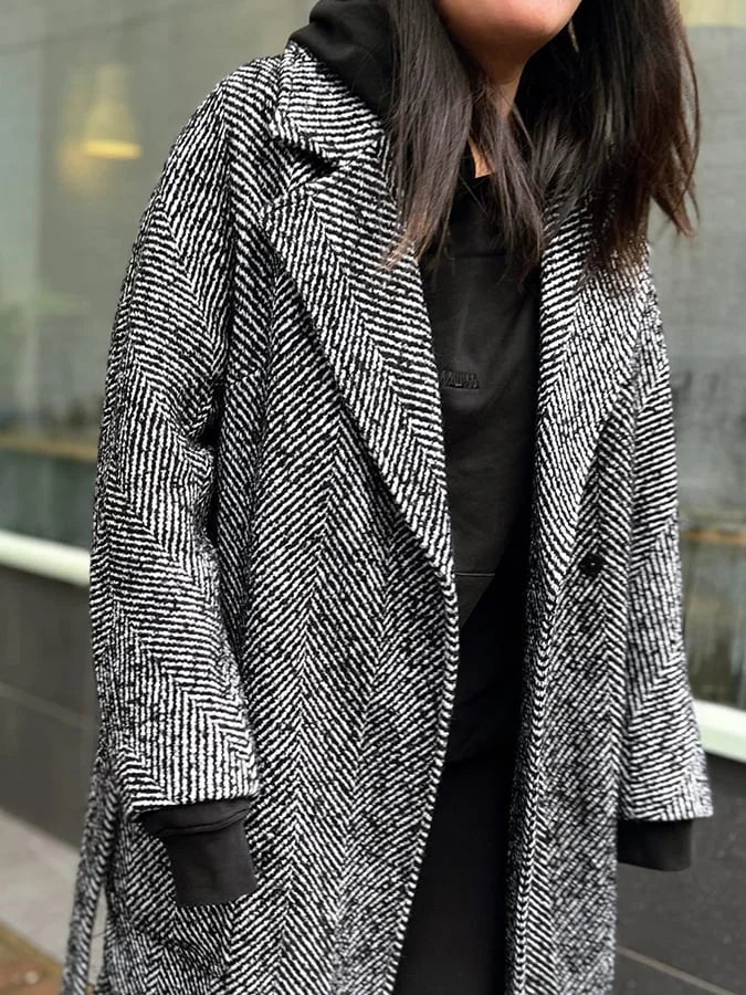 Elsa - Elegant Herringbone Coat