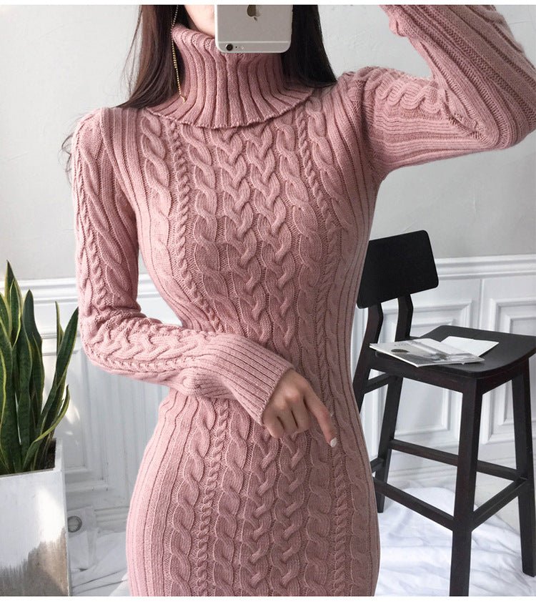Nerissa – Midi Sweater Dress with Cable Knit Pattern