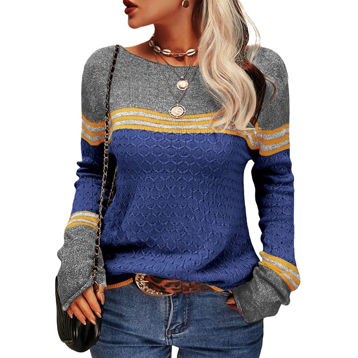 Alba - Elegant Striped Knitted Women's Sweater