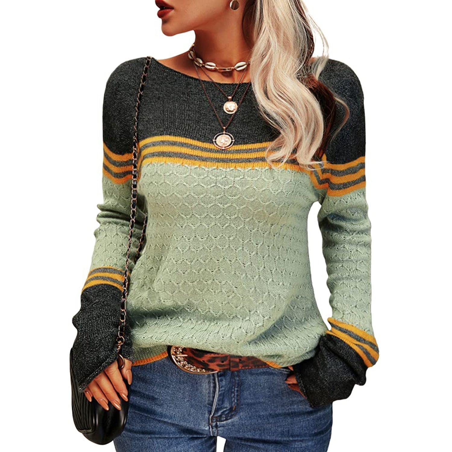 Alba - Elegant Striped Knitted Women's Sweater