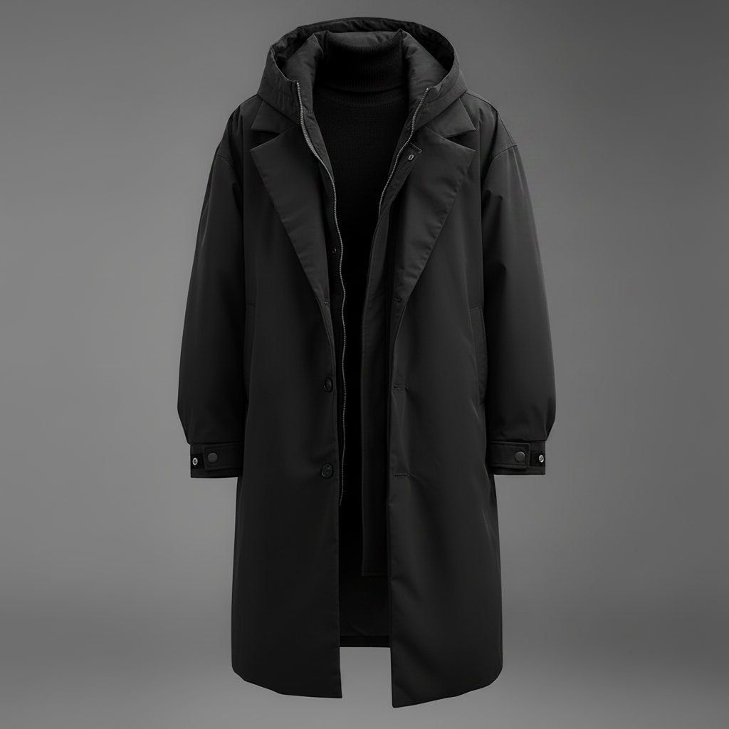 Men's Waterproof Long Trench Coat With Hood – Weather-resistant Outerwear For City Life, Travel, And Everyday Use