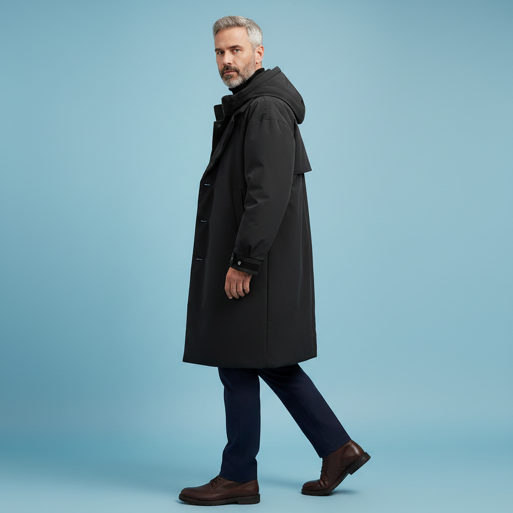 Men's Waterproof Long Trench Coat With Hood – Weather-resistant Outerwear For City Life, Travel, And Everyday Use
