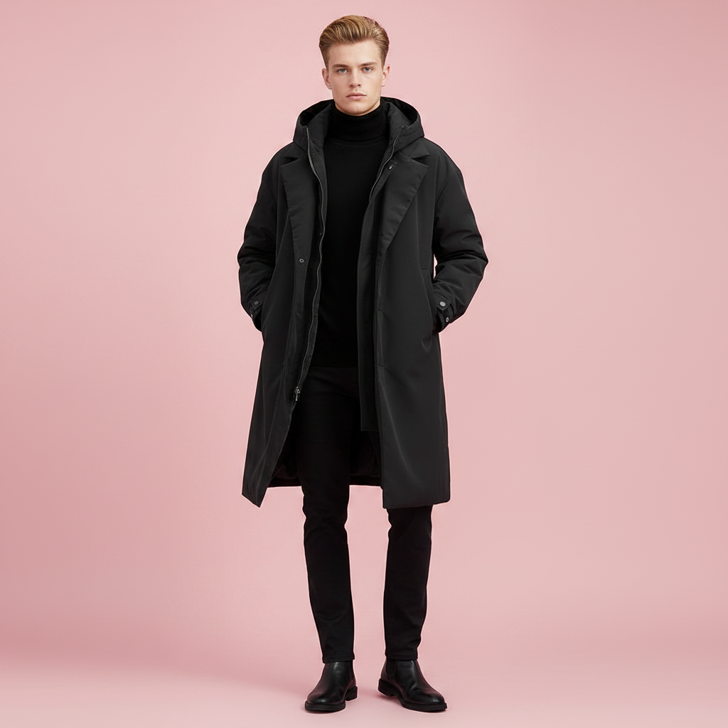 Men's Waterproof Long Trench Coat With Hood – Weather-resistant Outerwear For City Life, Travel, And Everyday Use