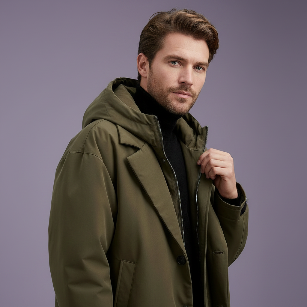 Men's Waterproof Long Trench Coat With Hood – Weather-resistant Outerwear For City Life, Travel, And Everyday Use
