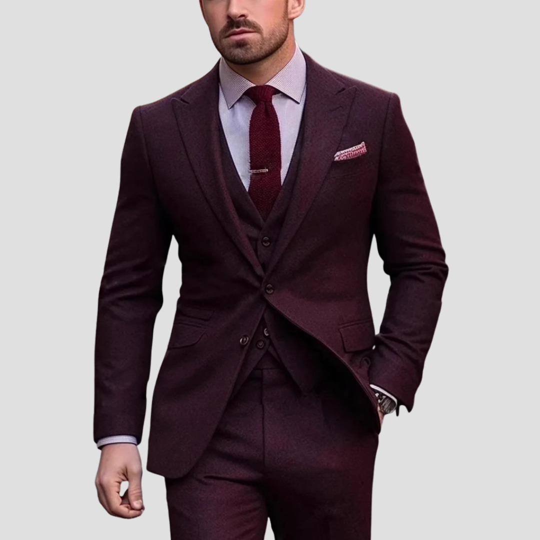 Men's Three-piece Slim Fit Tailored Suit Set - Formalwear For Weddings And Special Occasions