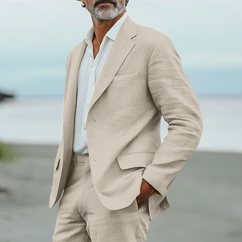 Men's Casual 2-piece Suit With A Tailored Fit – An Elegant Summer Outfit For Parties, Events, And Special Occasions