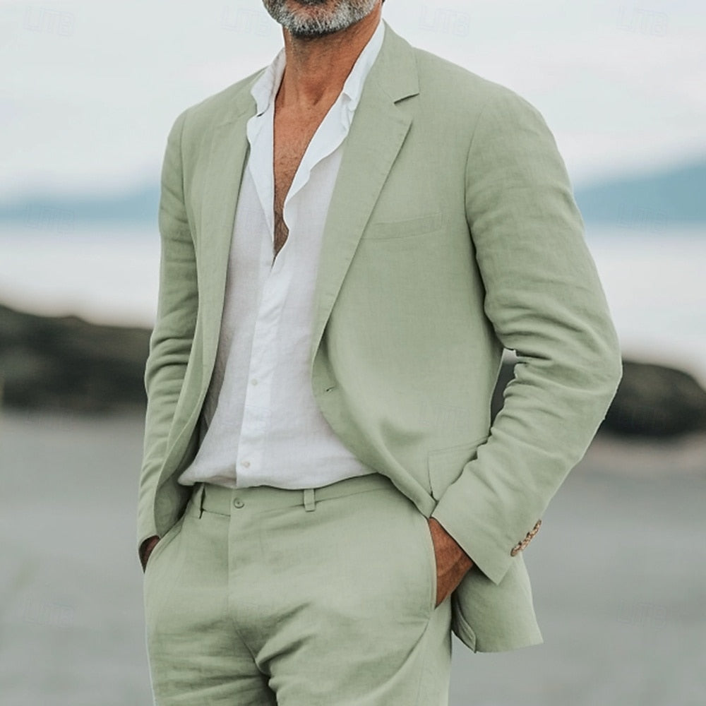 Men's Summer Two-piece Suit - Relaxed Tailored Blazer And Trousers Set For Weddings And Formal Events