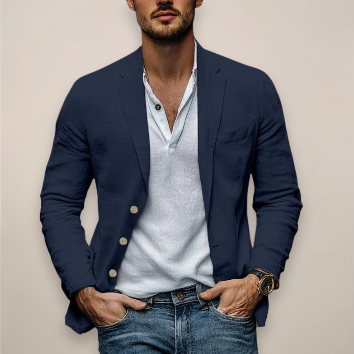 Men's Lightweight Slim Blazer - Smart Casual Jacket For Summer Days And Evenings
