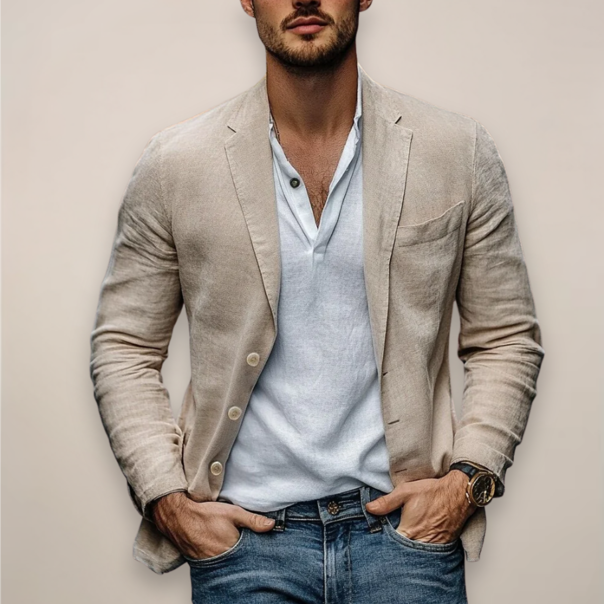 Men's Lightweight Slim Blazer - Smart Casual Jacket For Summer Days And Evenings