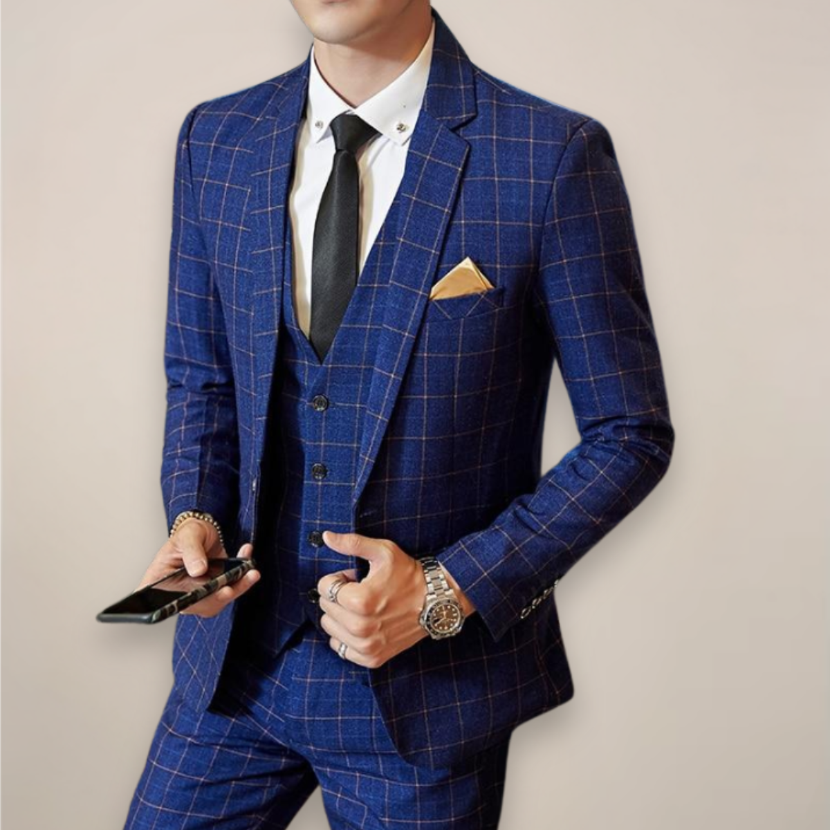 Adrian | Men Tailored Three Piece Checked Suit
