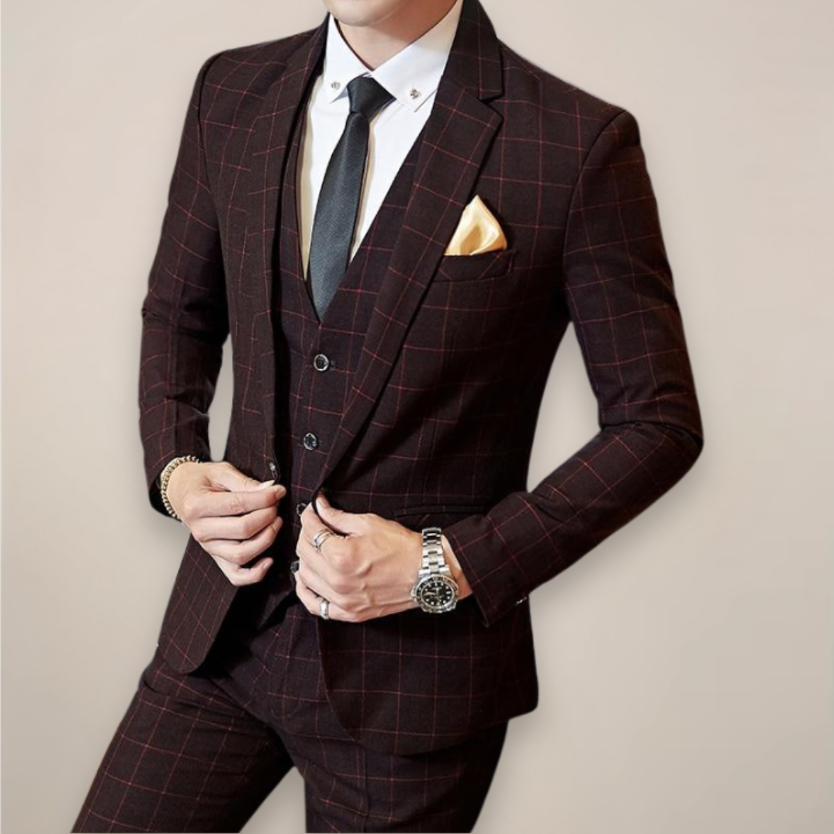 Adrian | Men Tailored Three Piece Checked Suit