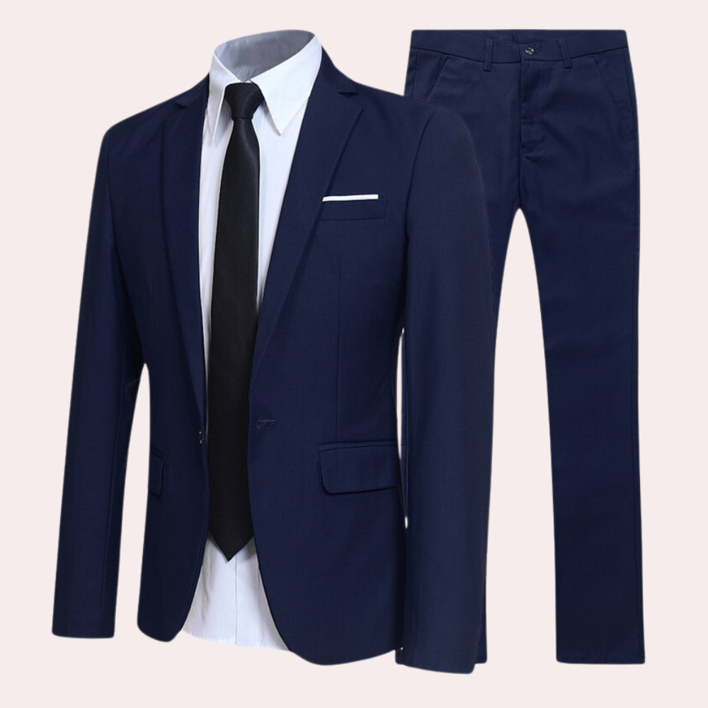 Men's 2-piece Suit With A 2-button Jacket And Slim-fit Pants – A Light Spring Outfit For Weddings, Conferences, And Formal Occasions