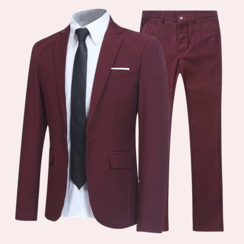 Men's 2-piece Suit With A 2-button Jacket And Slim-fit Pants – A Light Spring Outfit For Weddings, Conferences, And Formal Occasions