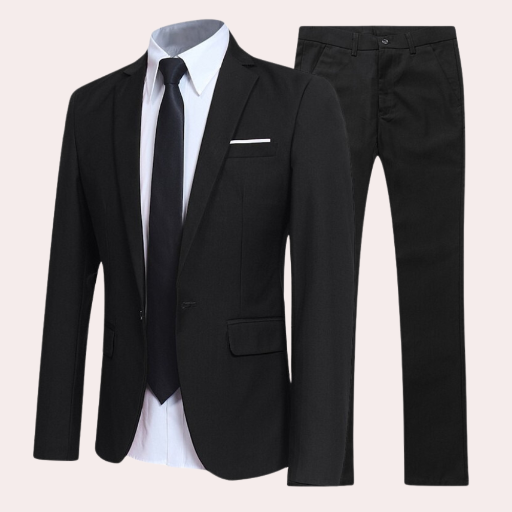 Men's 2-piece Suit With A 2-button Jacket And Slim-fit Pants – A Light Spring Outfit For Weddings, Conferences, And Formal Occasions