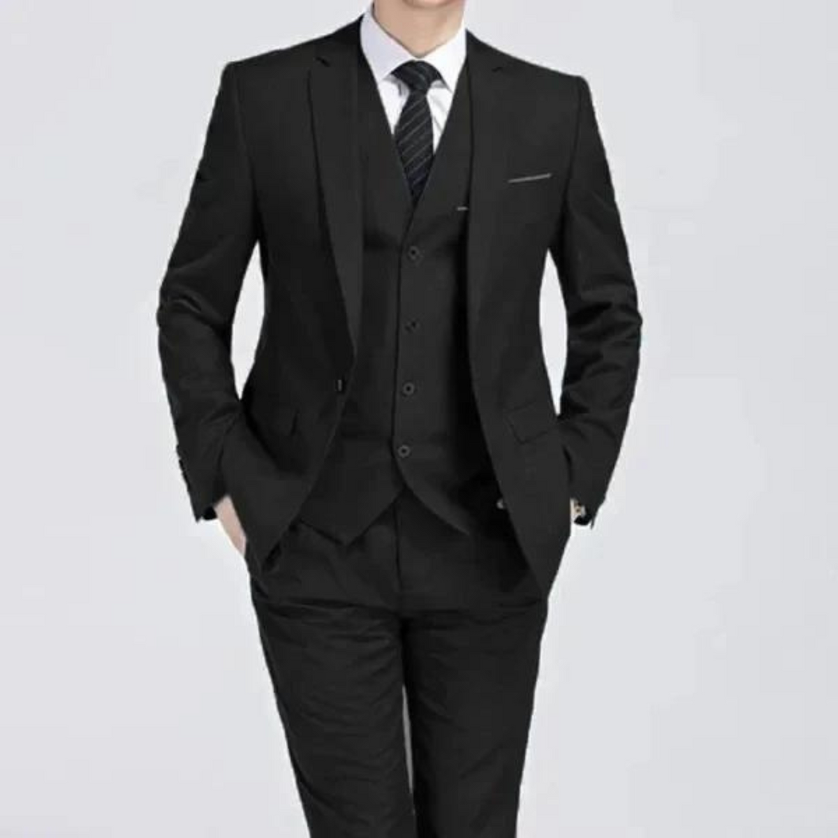 Men's Three-piece Single-button Suit - Spring And Summer Formalwear For Weddings And Business Events