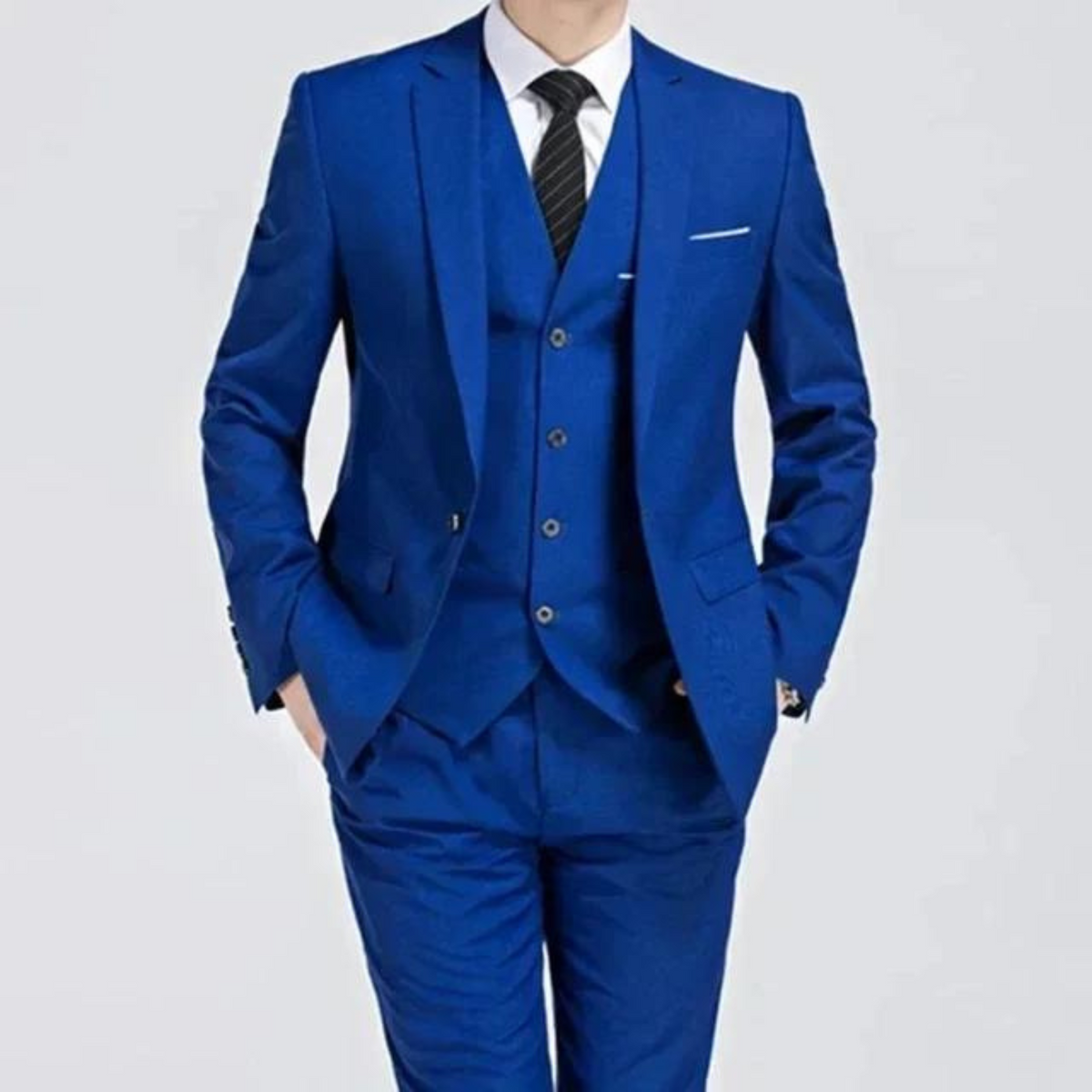 Men's Three-piece Single-button Suit - Spring And Summer Formalwear For Weddings And Business Events