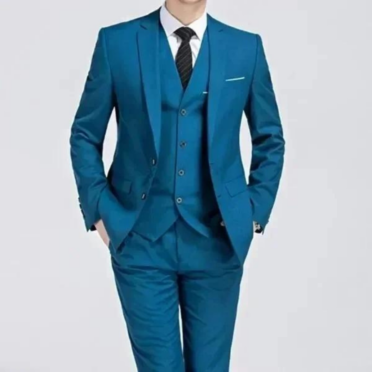 Men's Three-piece Single-button Suit - Spring And Summer Formalwear For Weddings And Business Events