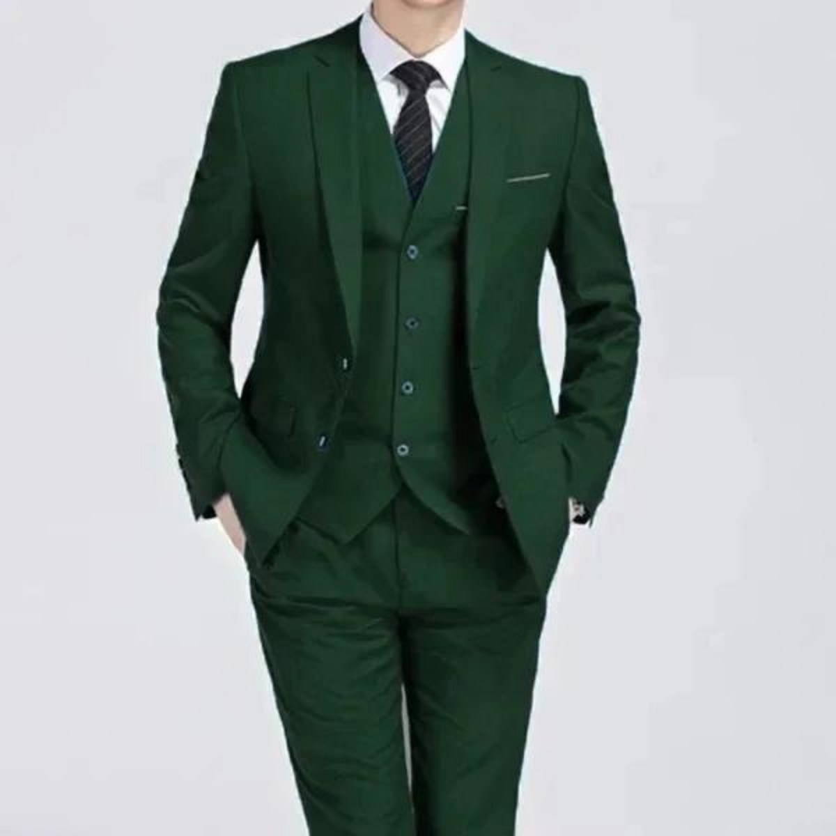Men's Three-piece Single-button Suit - Spring And Summer Formalwear For Weddings And Business Events