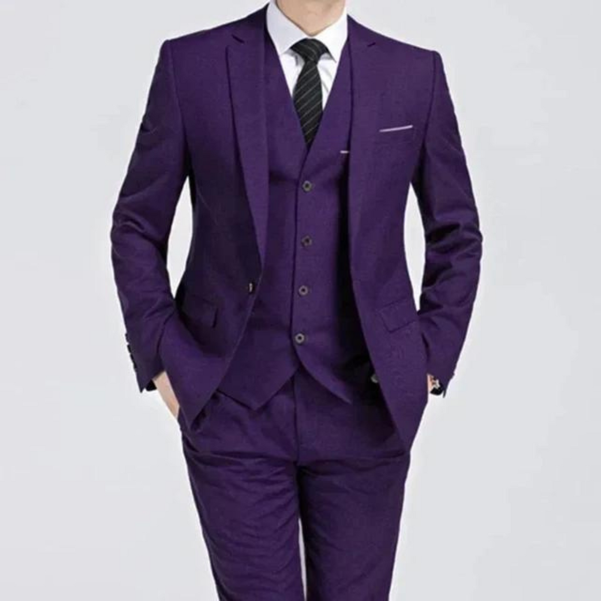 Men's Three-piece Single-button Suit - Spring And Summer Formalwear For Weddings And Business Events