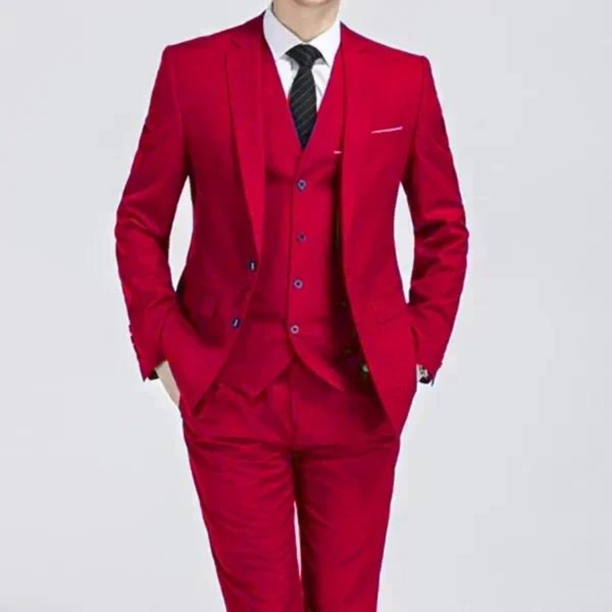 Men's Three-piece Single-button Suit - Spring And Summer Formalwear For Weddings And Business Events