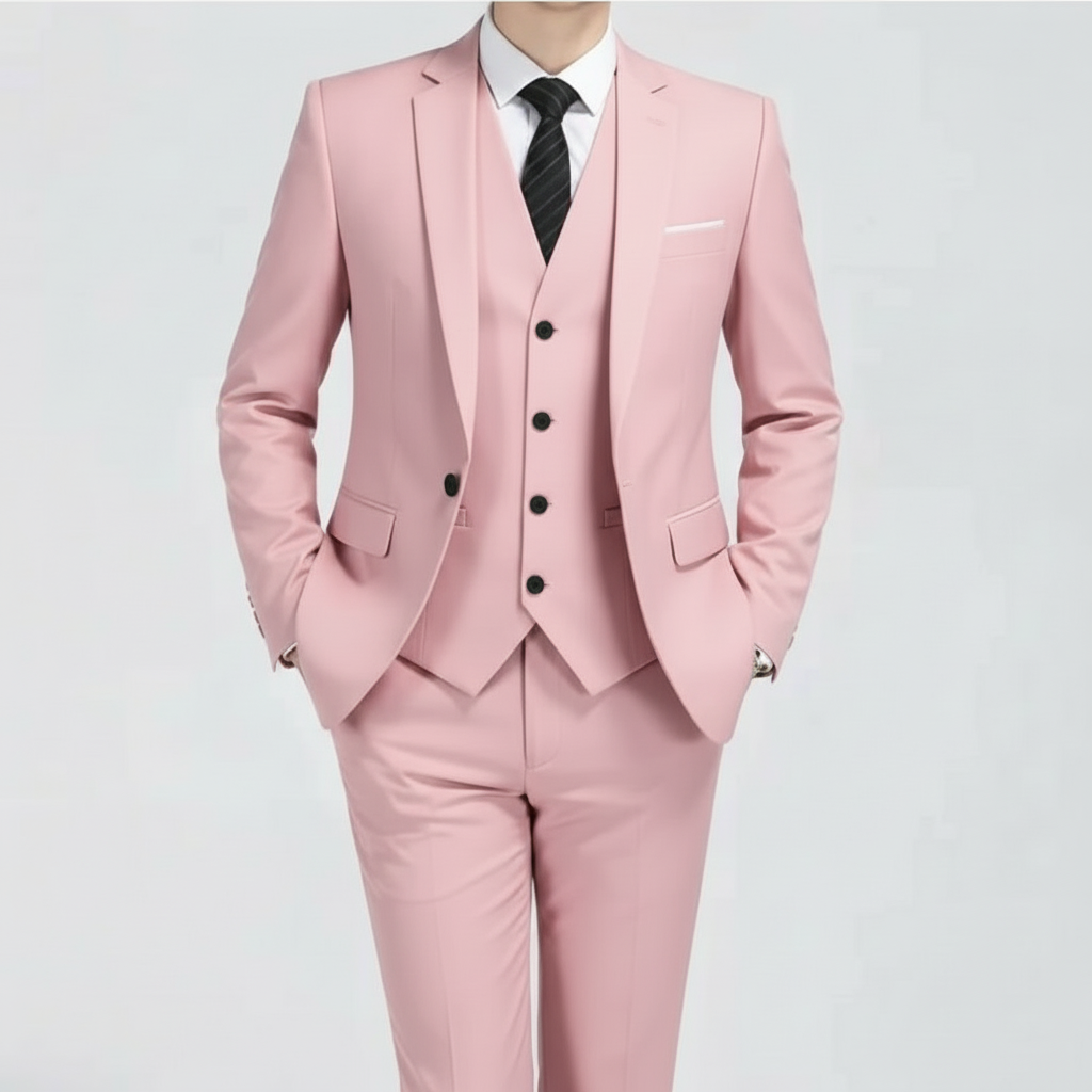 Men's Three-piece Single-button Suit - Spring And Summer Formalwear For Weddings And Business Events