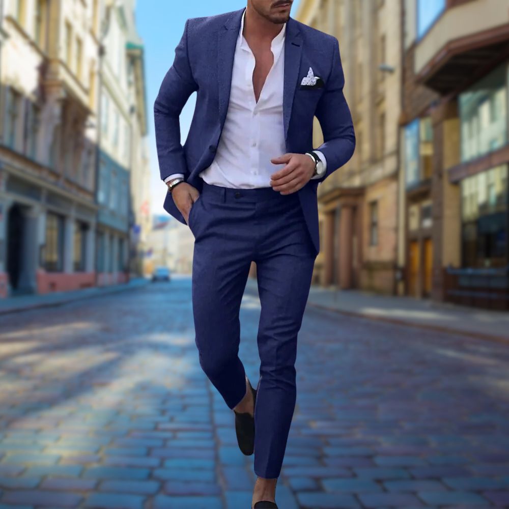 Men's Slim-fit Suit With A Tailored Fit – A Stylish And Comfortable Suit For The Office, Parties, And Formal Occasions
