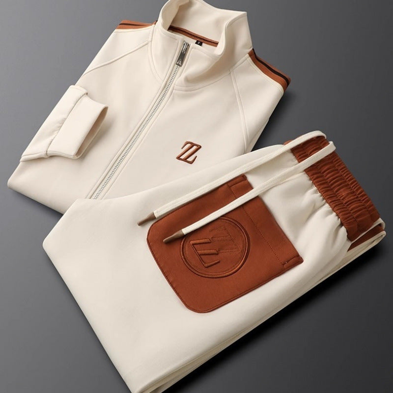 Men's Tracksuit With A Zipper And Striped Details – Sporty 2-piece Tracksuit For Workouts, Leisure, And Everyday Wear