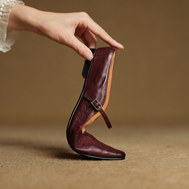 Luna | Women Elegant Leather Pointed-Toe Mule Flats